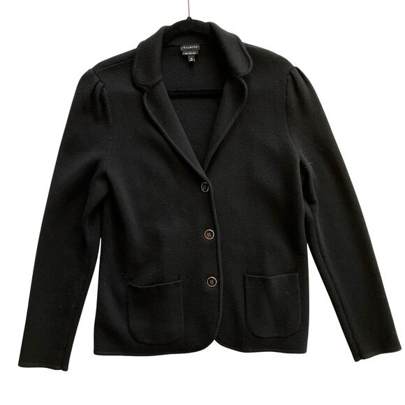 Talbots Merino Wool Blazer Sweater Size M Black Minimalist Classy - Picture 1 of 6